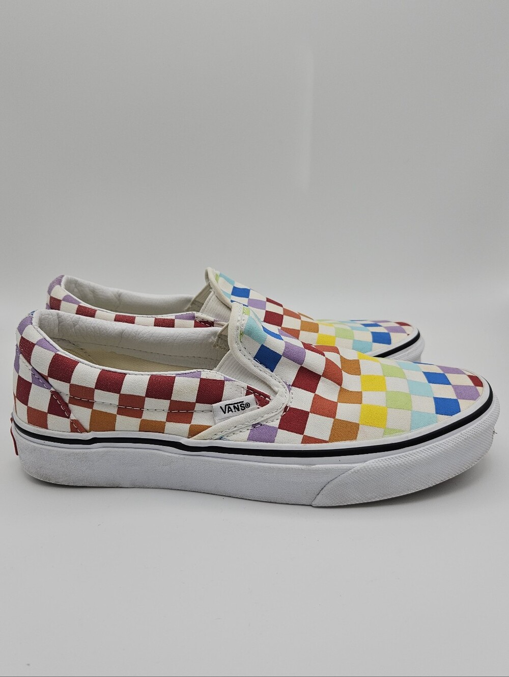 Vans classic slip-on sneakers rainbow checkerboard M5.5 W7 Y5.5 unisex